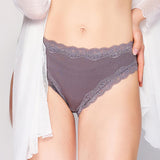 Silk panties women's lace ribbed mulberry silk mid - waist briefs