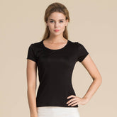 Silk short sleeve women's T-shirt silk knitted bottoming shirt top