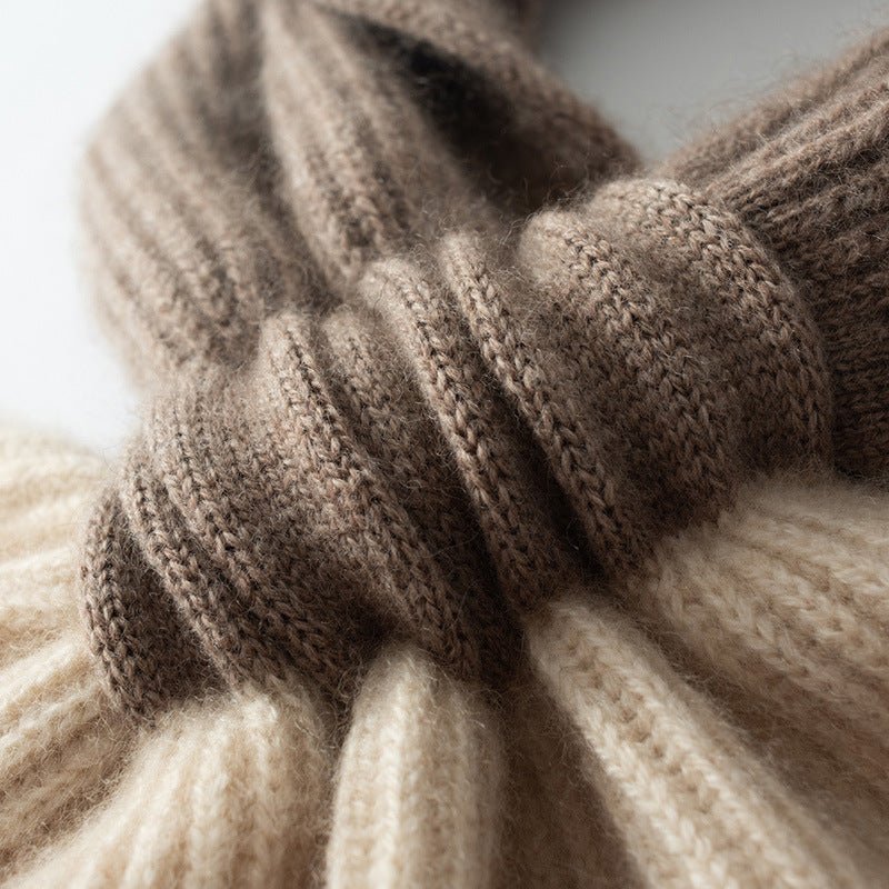 Soft Bow Knot Cashmere Scarf Ribbed Cashmere Neck Wrap Cashmere Tie Scarf