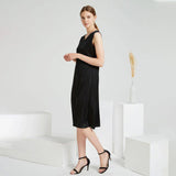 Summer Party Silk Dress Sleeveless V Neck Pure Silk Dresses