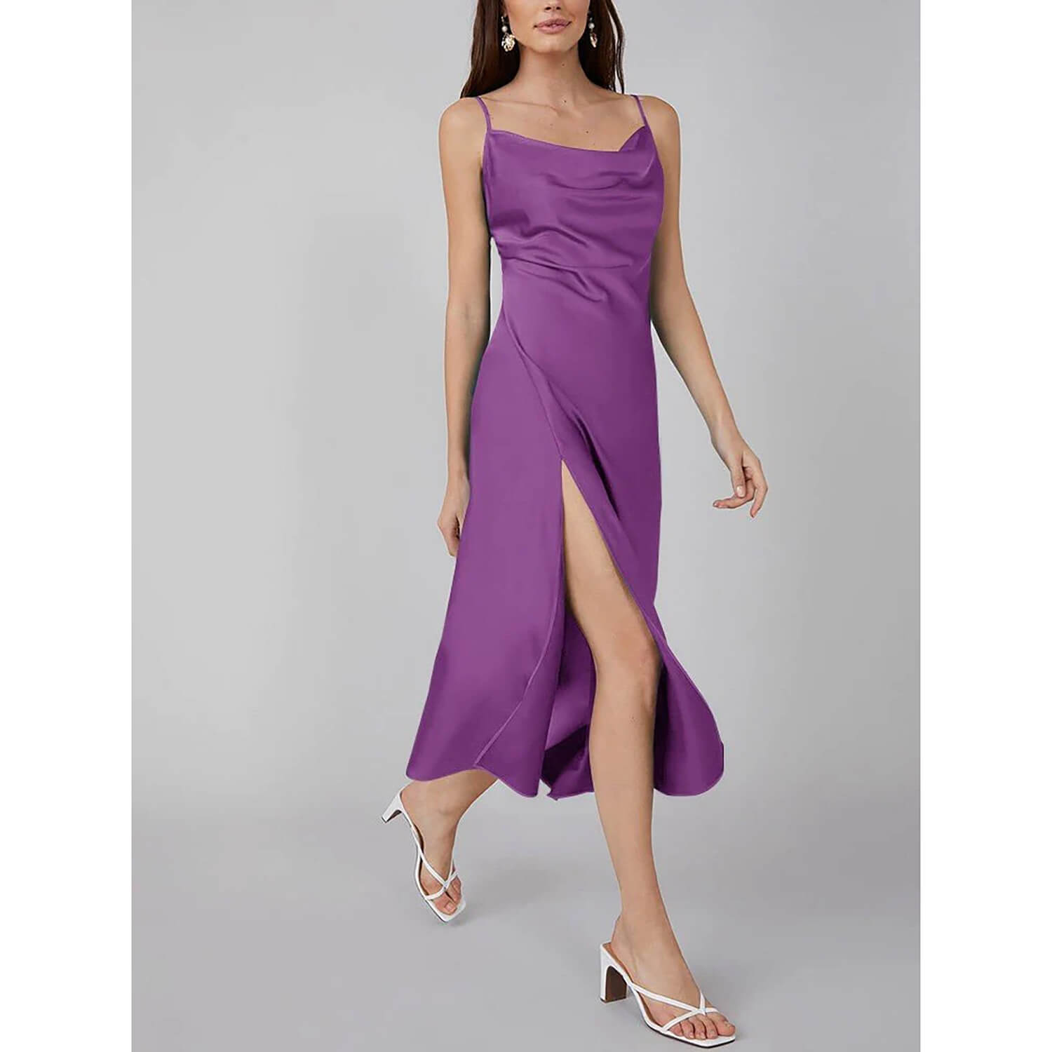 Summer Silk Dress Ladies Cowl Neck Pure Silk Slip Dress