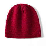 Textured Cashmere Hat for Women Scallop Pattern Cashmere Beanie