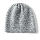 Textured Cashmere Hat for Women Scallop Pattern Cashmere Beanie