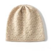 Textured Cashmere Hat for Women Scallop Pattern Cashmere Beanie
