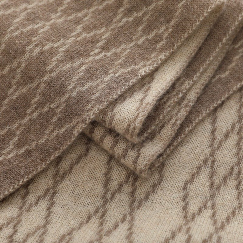 Unisex Geometric Diamond Knit Cashmere Scarf Long Cashmere Warp