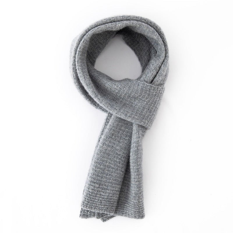 Unisex Long Cashmere Scarf for Fall Winter Cashmere Waffle Knit Scarf