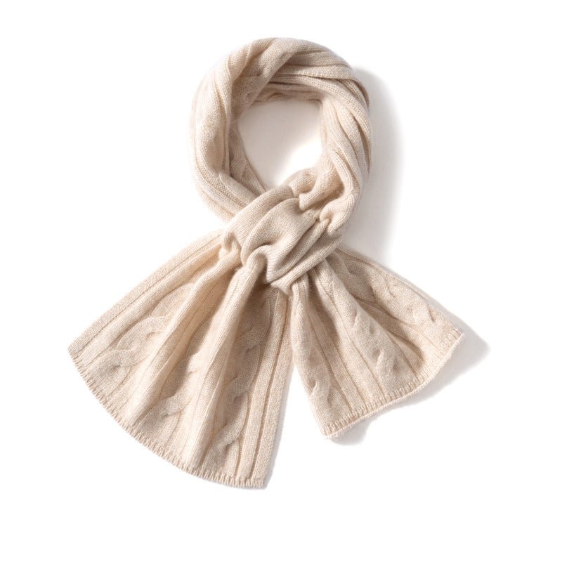 Unisex Short Cable Knit Cashmere Scarf Cashmere Crossover Wrap