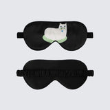 Unisex Silk Eye Mask with Cat Illustration Double Sided Silk Sleep Mask