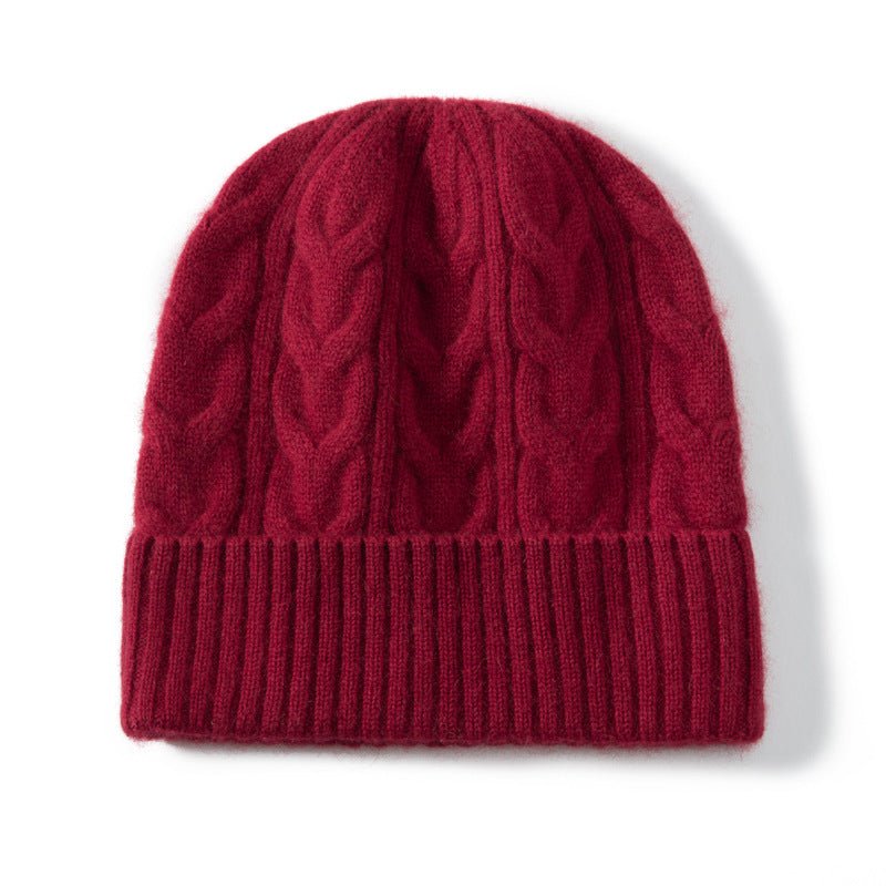 women and men cashmere cable knitted solid hats winter warm cashmere beanie