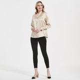 Women Band Collar Silk Blouse For Women 100% Pure Silk Blouse with Pocket