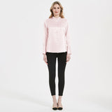 Women Band Collar Silk Blouse For Women 100% Pure Silk Blouse with Pocket