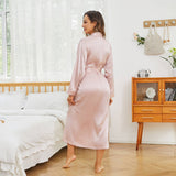 Women Long Silk Robes 100% Mulberry Pure Silk Bathrobe