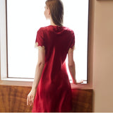 Women Pure Silk Nightgown With Lace V Neck Silk Chemise