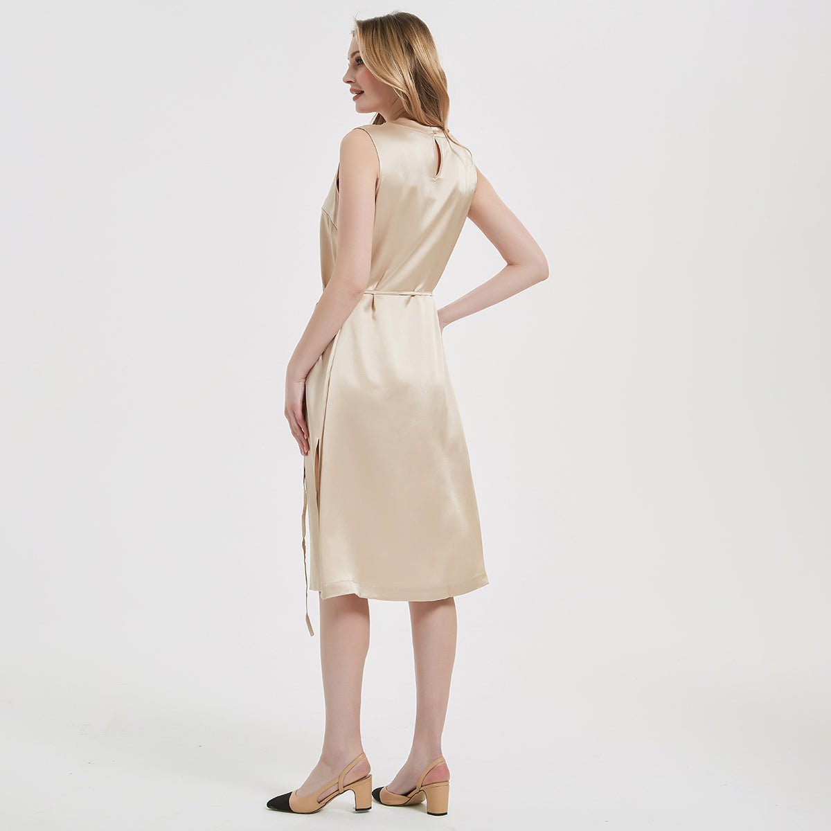 Women Stand Collar Silk Dress 100% Silk Dresses