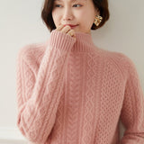 Womens Cashmere Sweater Turtleneck Cable - Knit Cashmere Blouses Cashmere Tops
