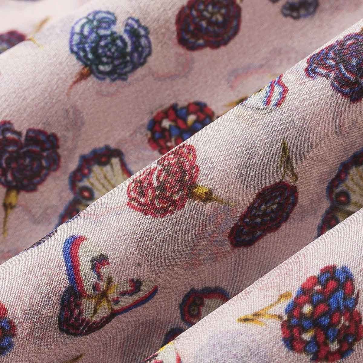 Womens Blush Pink Silk Midi Dress Petite Floral Print Long Silk Dreess