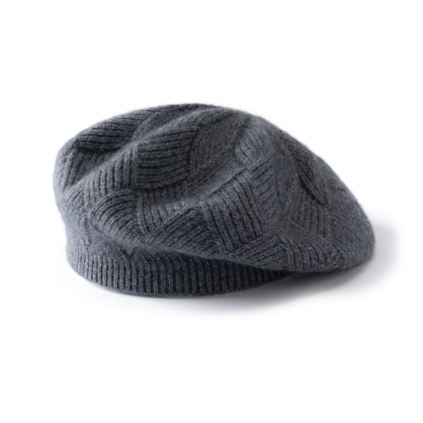 Womens Cashmere Beret Cashmere Slouchy Hat Textured Winter Hat Gray M