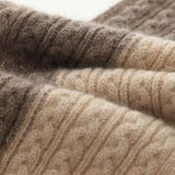 Womens Cashmere Block Scarf Cable Knit Two - Tone Winter Cashmere Wrap