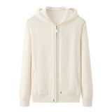 Womens Zip - Up Cashmere Hoodie With Kangaroo Pockets Cashmere Cardigans