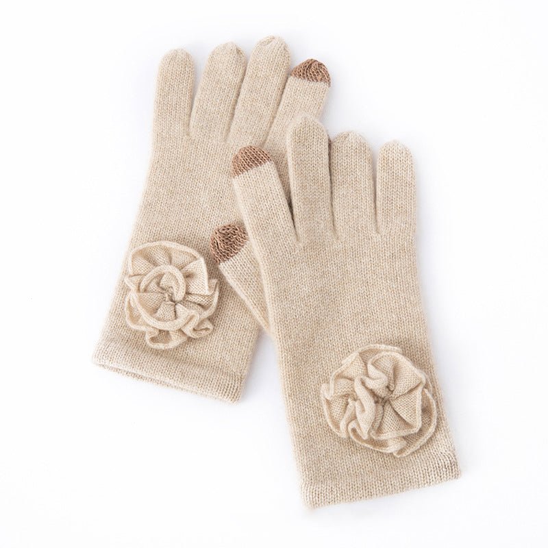 Womens Cashmere Gloves with Touchscreen Fingers Winter Pure Cashmere Knitted Mittens