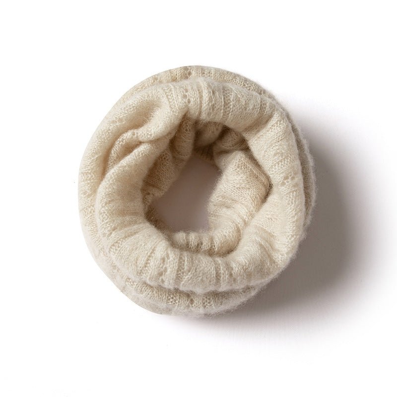 Womens Ribbed Cashmere Loop Scarf Cashmere Neck Gaiter Infinity Scarf Beige M