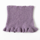 Womens Cashmere Neck Warmer Ribbed Knit Cashmere Snood with Ruffled Edge Purple M