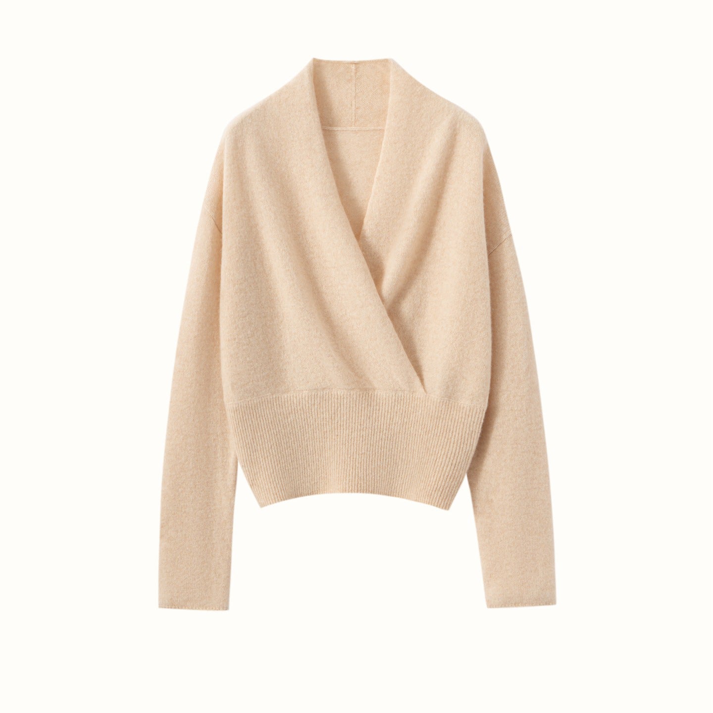 Womens Cashmere Sweater V Neck Cashmere Knit Pullover Cashmere Wrap Beige XS
