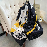 Womens Colorful Long Silk Scarf Landscape Print Square Silk Scarves Color M L