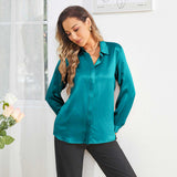 Women's Work Silk Shirts Hidden Placket Silk Blouse