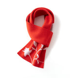 Womens Floral Knitted Cashmere Scarf with Bloom Motif Winter Cashmere Wrap