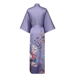 Women's Full Length Floral Print Silk Kimono Robes