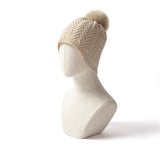 Womens Knitted Cashmere Beanie with Fur Pom Warm Pure Cashmere Hats Multi Colors
