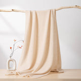 Womens Large Cashmere Scarf Throw Blanket Long Cashmere Shawl Beige L