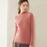 Womens Mock Neck Cashmere Sweater Cashmere Pullover Multi Colors Pink XS
