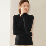 Womens Mock Neck Cashmere Sweater Cashmere Pullover Multi Colors Black XS