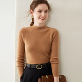 Womens Mock Neck Cashmere Sweater Cashmere Pullover Multi Colors Gold Camel XS