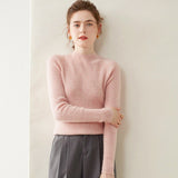 Womens Mock Neck Cashmere Sweater Cashmere Pullover Multi Colors Light Pink XS