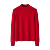Womens Mock Neck Cashmere Sweater Long Sleeve Cashmere Knit Pullover Red XS
