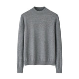 Womens Mock Neck Cashmere Sweater Long Sleeve Cashmere Knit Pullover Gray XS