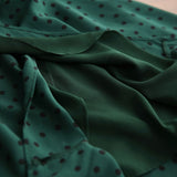 Womens Polka Dot Silk Wrap Dress V Neck Ruffle Sleeve Silk Midi Dress Green XS
