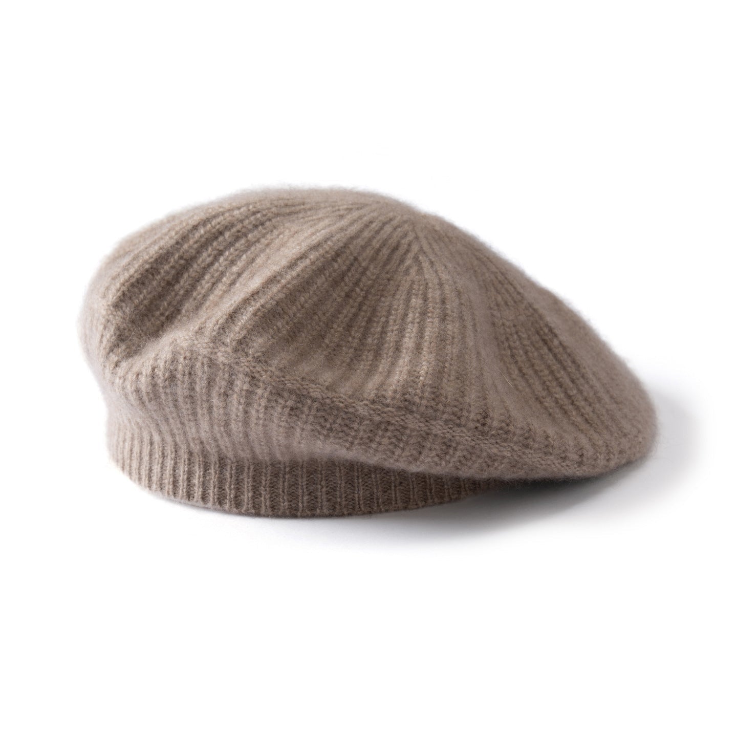 Womens Ribbed Cashmere Beret Cashmere Slouchy Hat Cashmere Painter Hat Taupe M