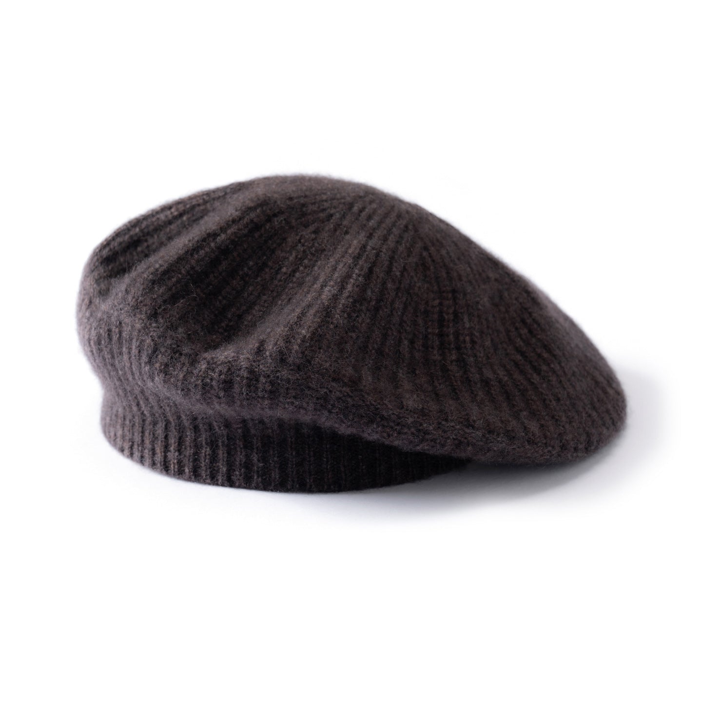 Womens Ribbed Cashmere Beret Cashmere Slouchy Hat Cashmere Painter Hat Brown M
