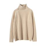 Womens Sideling Zip - up Cashmere Sweater Turtleneck Cashmere Pullover