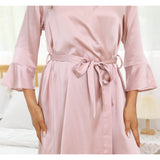 Womens Flared Sleeves Silk Bathrobe 100% Silk Robe