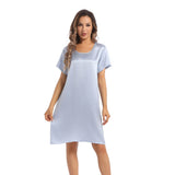 Women's Silk Nightgown Short Sleeve Round Neck Silk Nightdress