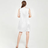 Women's Sleeveless Silk Nightdress Round Neck Silk Nightwear