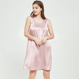 Women's Sleeveless Silk Nightdress Round Neck Silk Nightwear