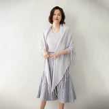 Women's Solid Cashmere Wrap Scarf with Tassels