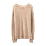 Womens Crewneck Knitted Cashmere Sweater Long Sleeve Pullover