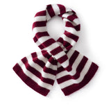 Womens Striped Cashmere Scarf Cashmere Neck Warmer Ribbed Hem Soft Bow Knot Angora Red M